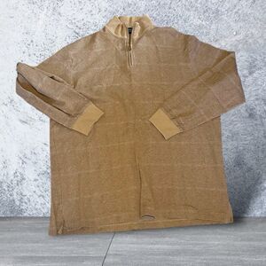 Vtg Polo Golf 1/4 Zip Pullover Men's Sz L Brown Herringbone Sweater Alpaca Blend